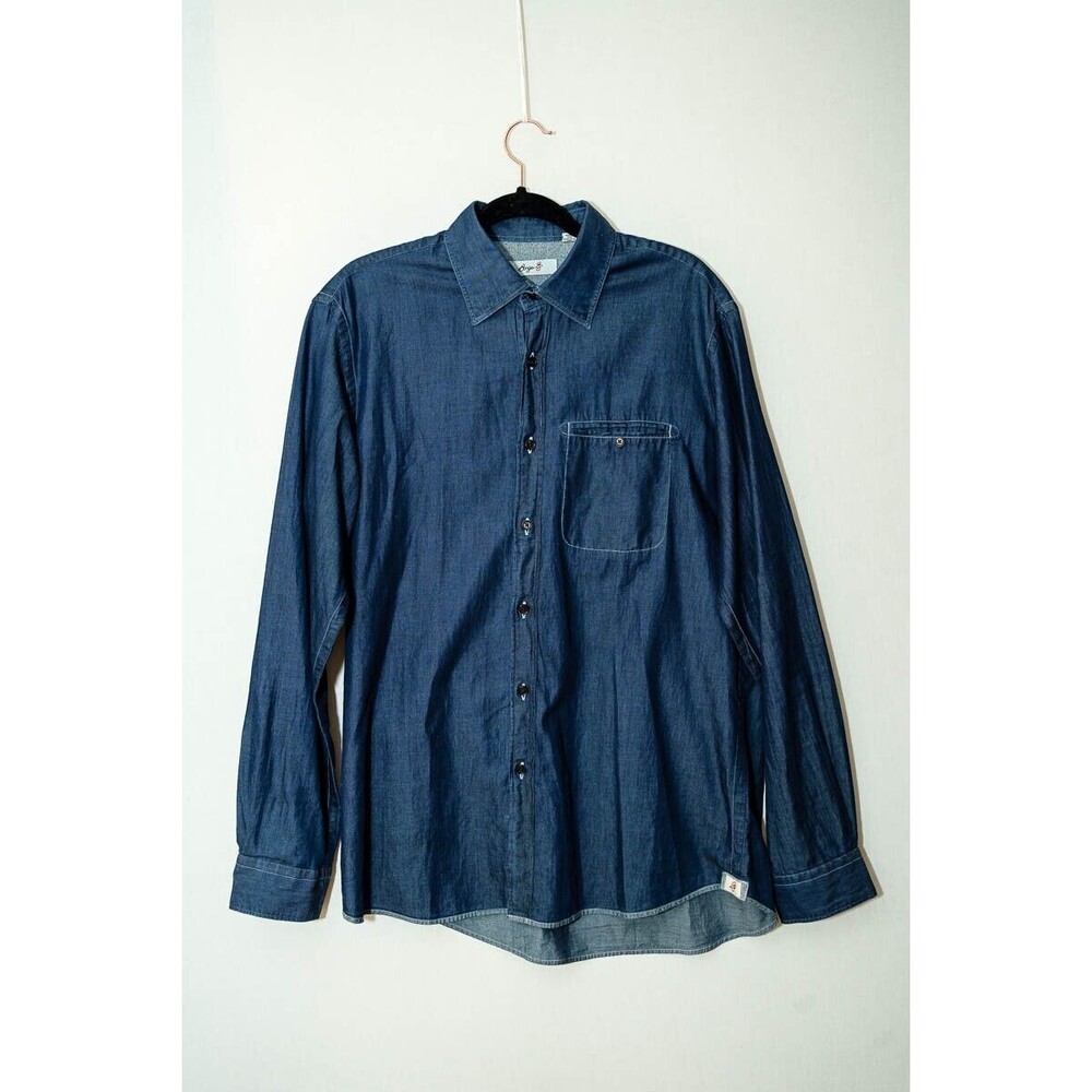 borgo‎ 28 mens shirt blue denim M Cotton button down
